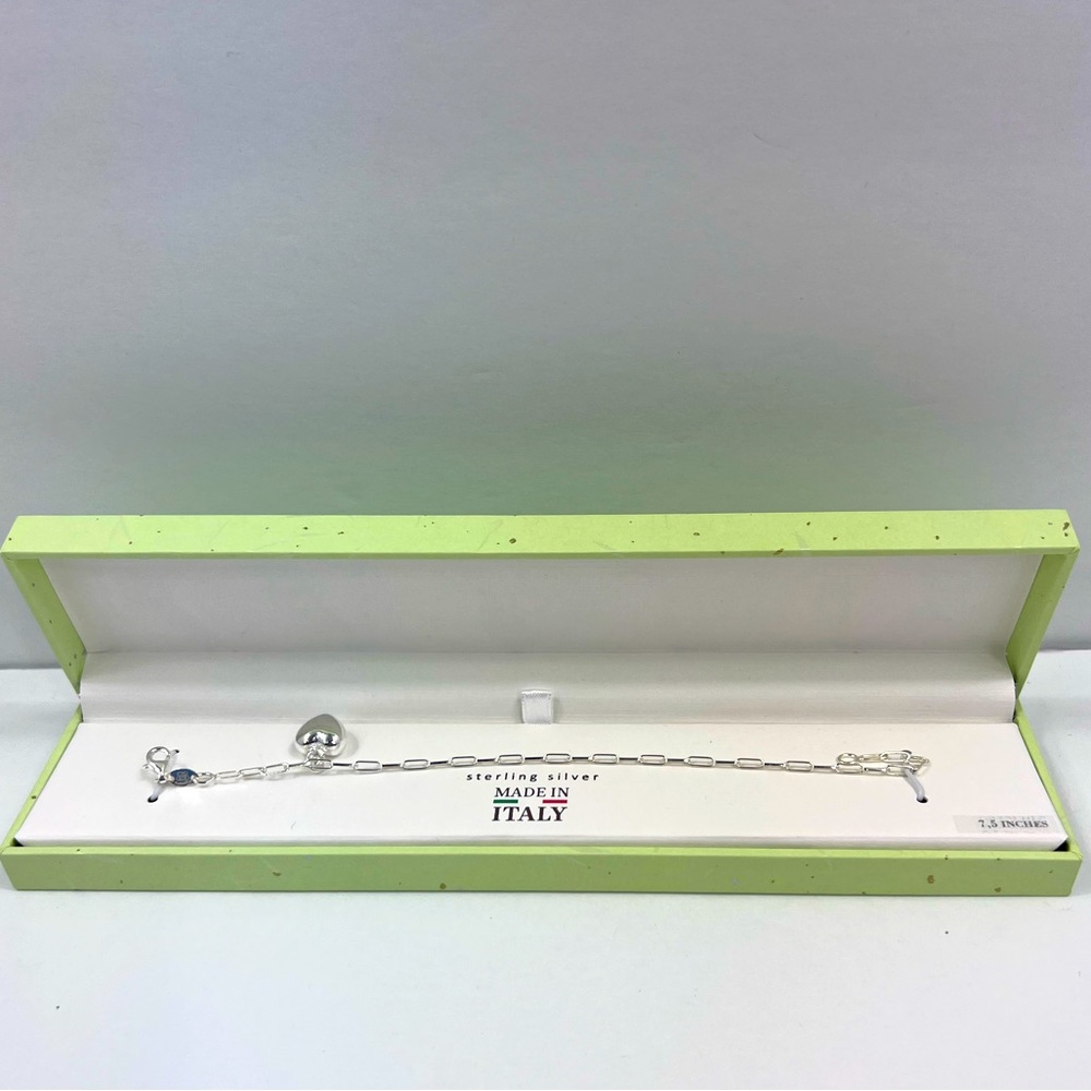 MÍA FIORE, HEART BRACELET, ITALIAN STERLING SILVER, 7.5 INCHS WOMEN’S BRACELET